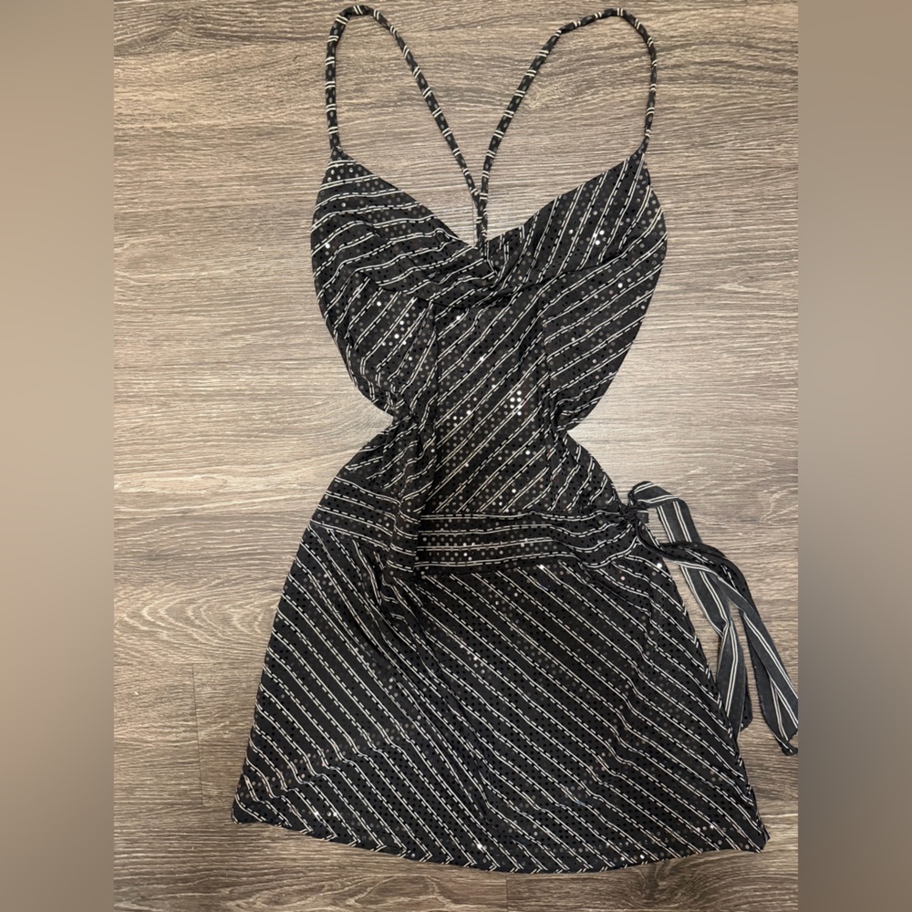 Speechless Black and White Patterned Mini Dress